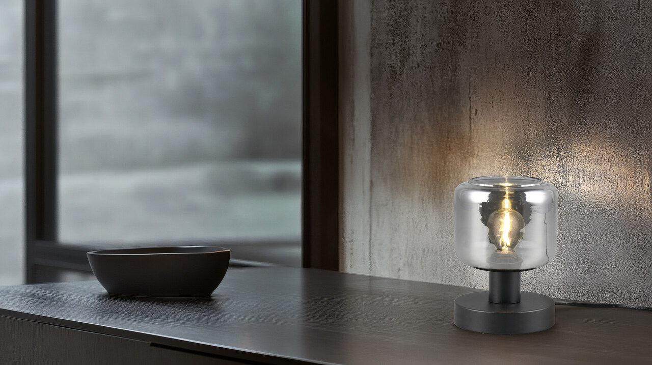 Lampa de masa Mataro, TRIO, 12x18 cm, 10W, 1x E14, metal, negru mat/argintiu - imagine 6